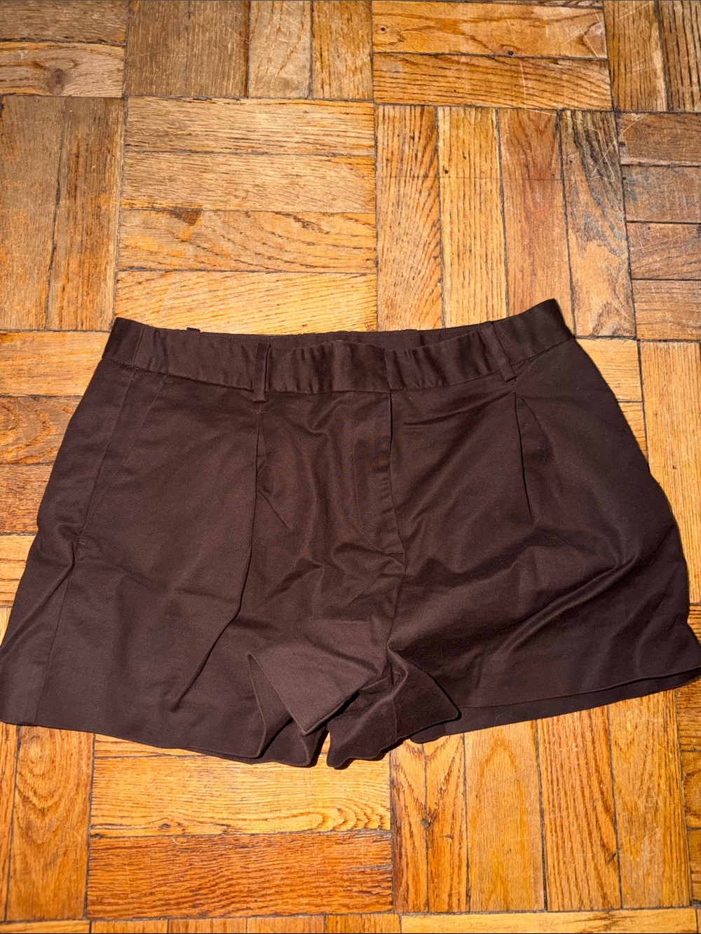 Zara Dark Brown High-Waist Tailored Shorts